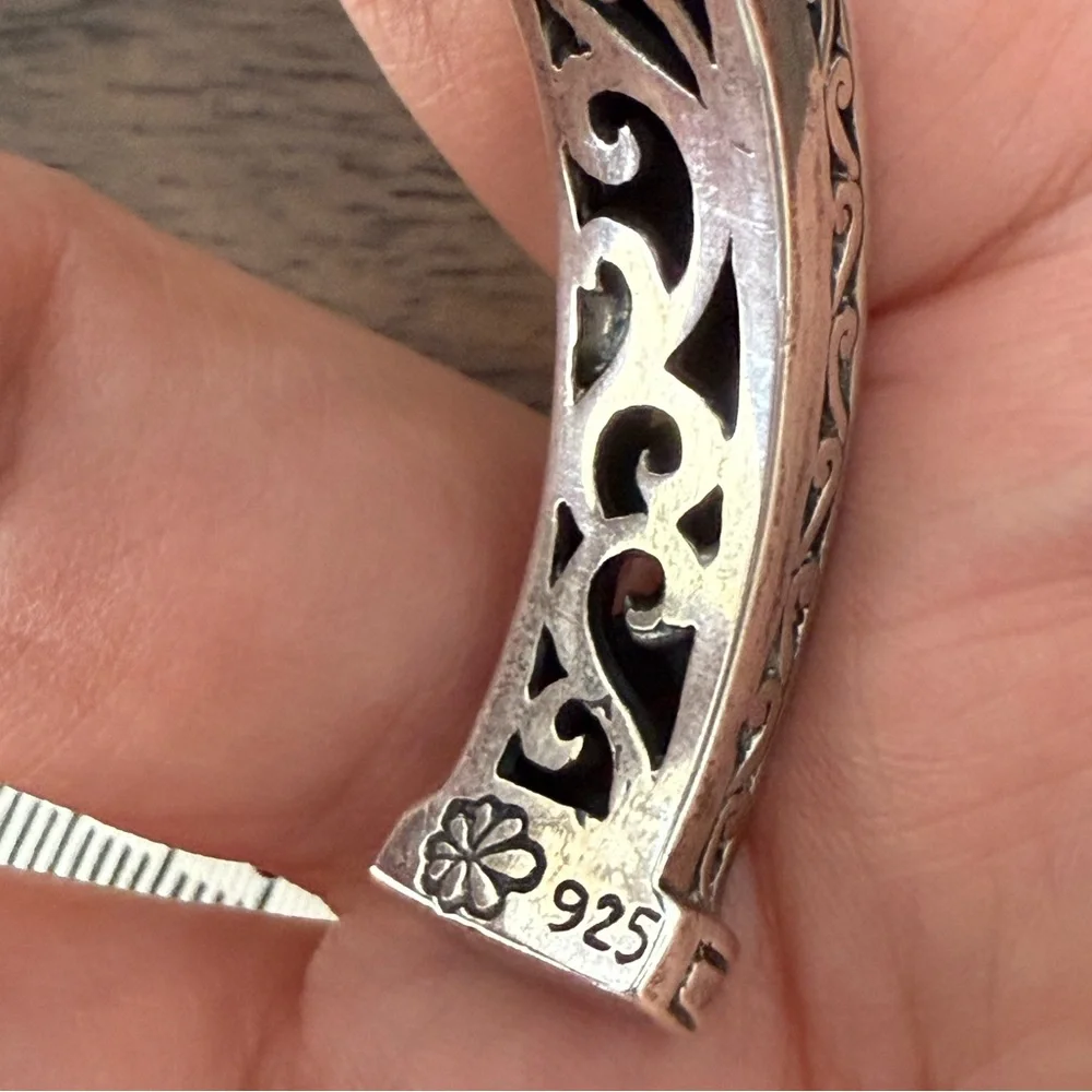 Genuine larimar heavy set solid sterling silver cuff bracelet - Picture 5 of 5